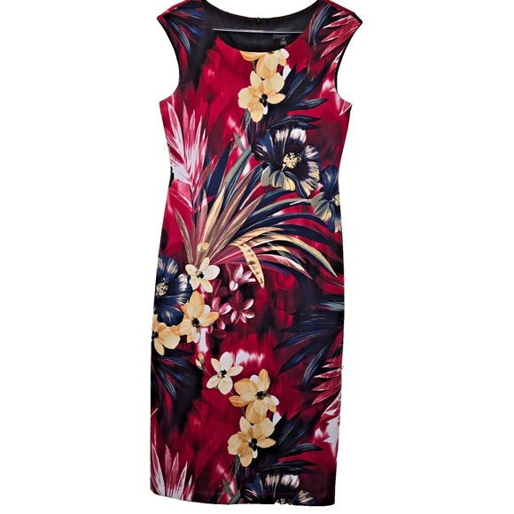 Connected Apparel Womens Black Multicolor Floral Print Midi Drs Sleeveless Sz 10 - Picture 2 of 6